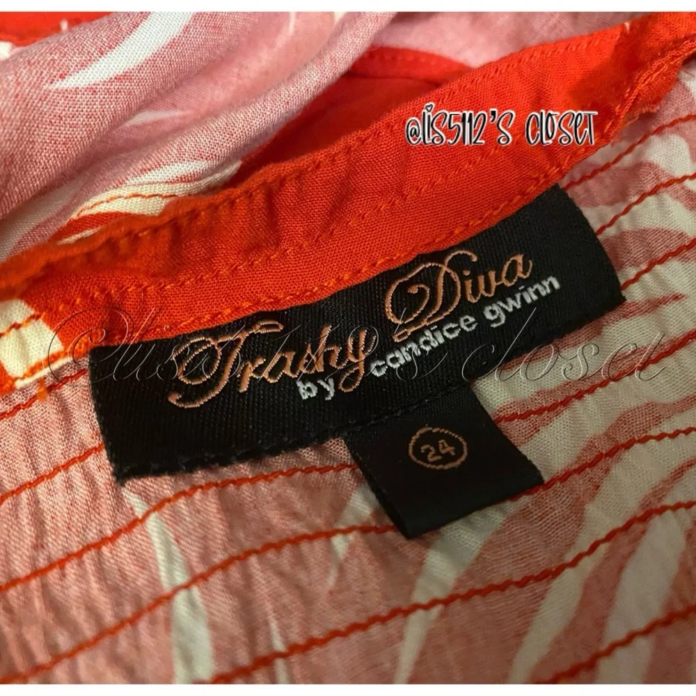 Trashy Diva Hollywood Circle Polka Dot Palm Print Rockabilly Retro Dress Sz 24 - Picture 6 of 13